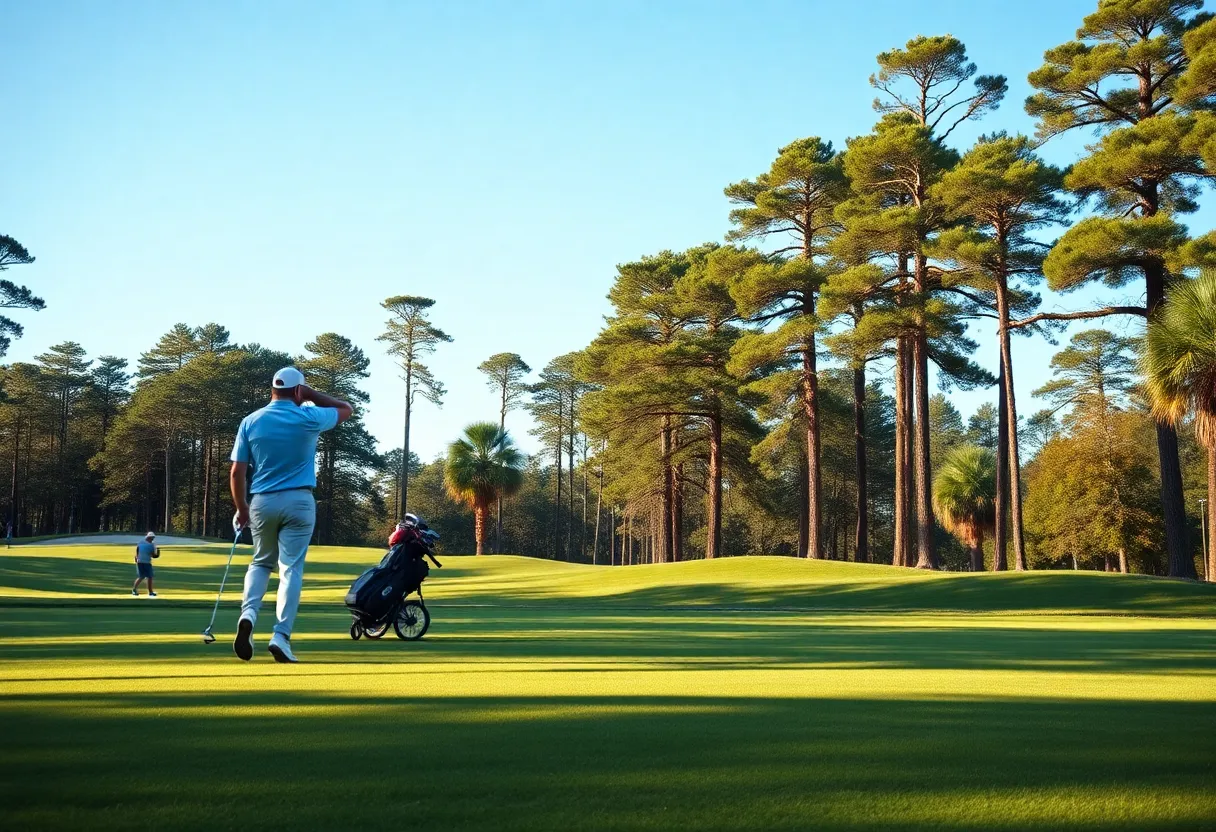 Players competing on the golf course during the 3M Open