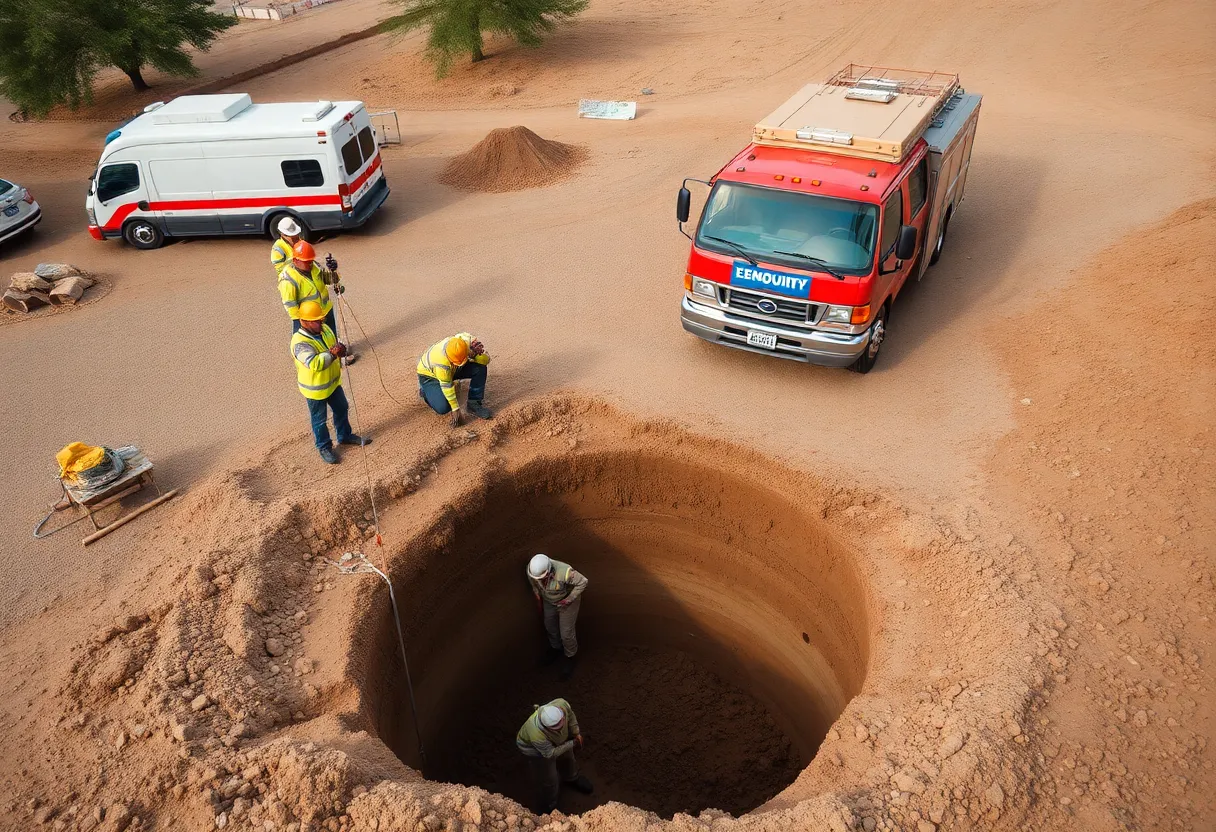 Emergency crews working at a construction site in Goodyear.