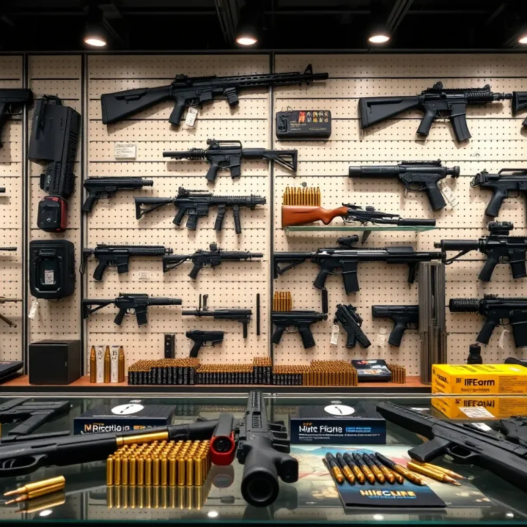 Virtual guns and ammunition display in an online store
