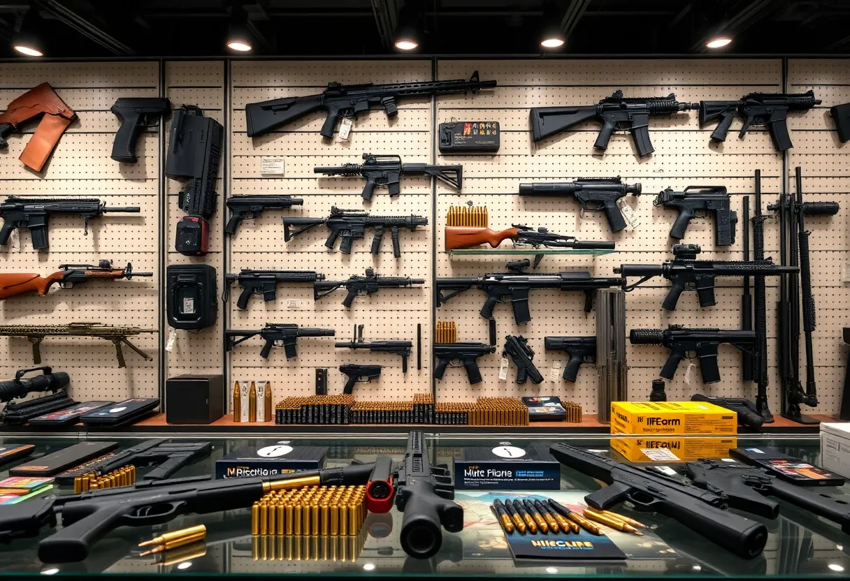 Virtual guns and ammunition display in an online store