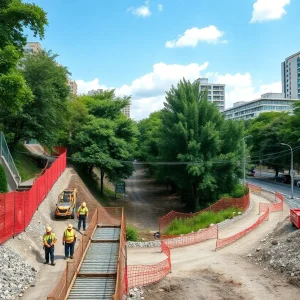 Construction of the Greenville Loop Trail in Wilmington