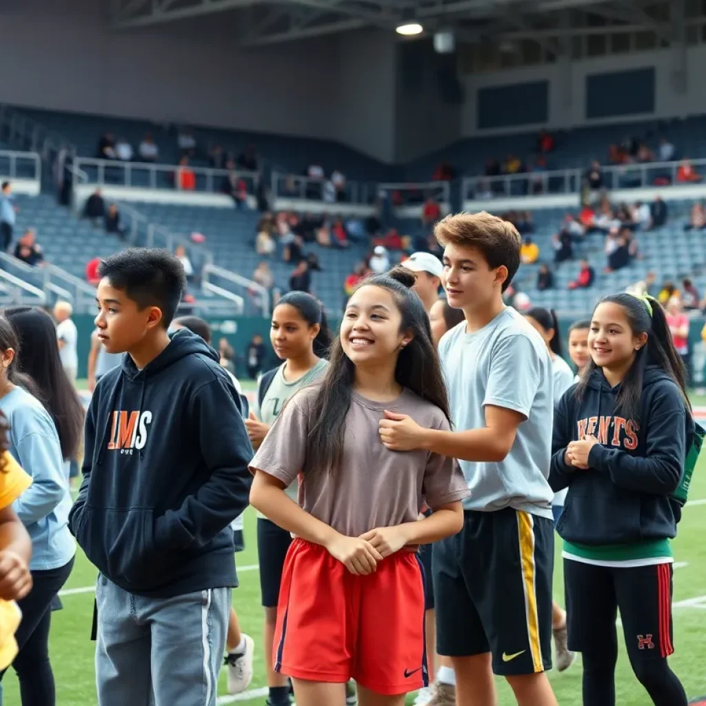 Students competing in a high school sports event