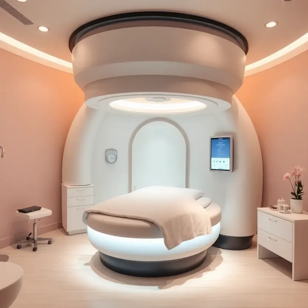 Interior view of a hyperbaric oxygen therapy chamber