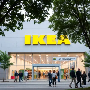 Exterior view of the new IKEA store in Syracuse