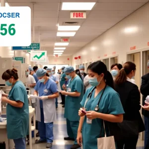 Healthcare professionals discussing budget issues in a New York hospital
