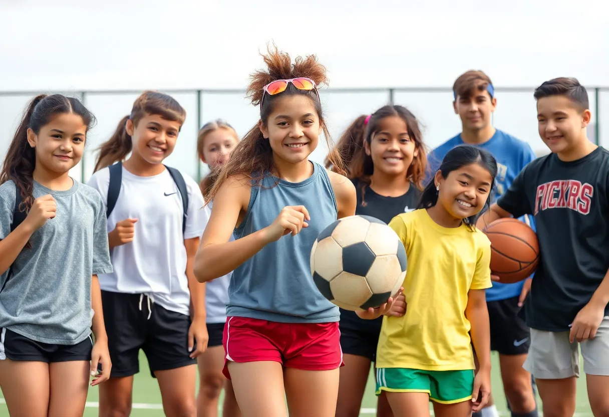 High school students participating in sports reflecting gender diversity.