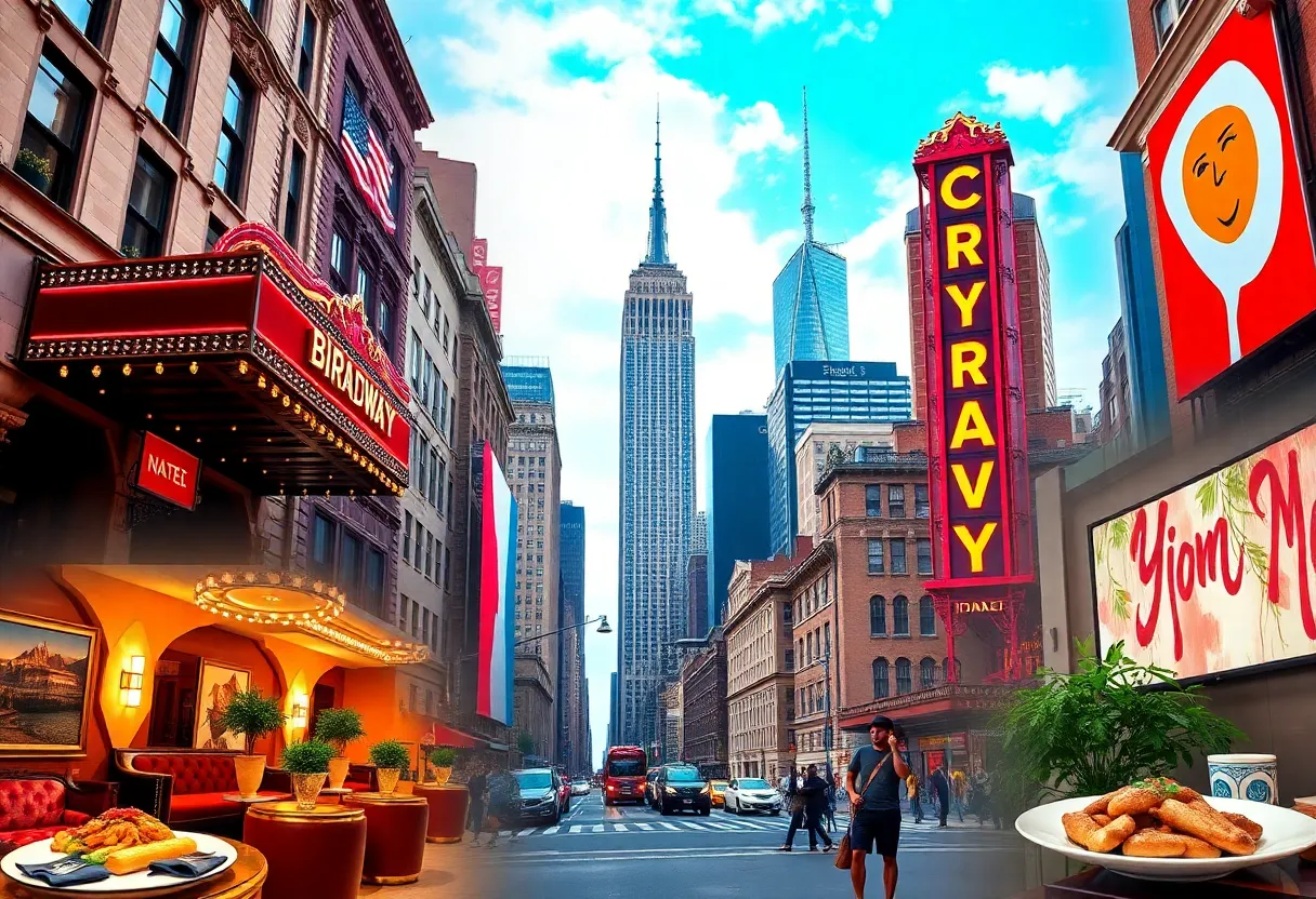New York City skyline with promotional elements for the India Business Expo