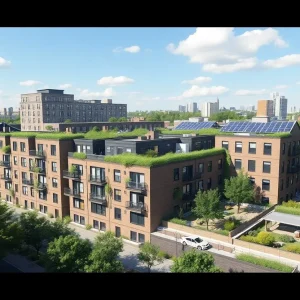 Rendering of the Innovative Urban Village housing project in Brooklyn