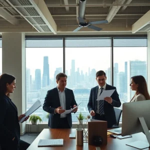 Financial professionals in a modern office environment in Chicago