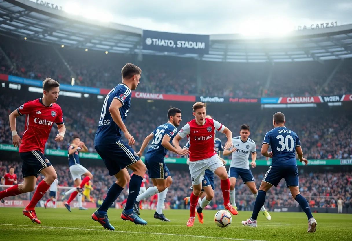 Soccer match action between LAFC and Portland Timbers at BMO Stadium