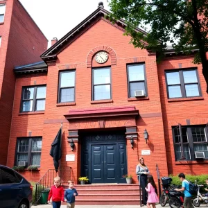 Red brick school building located in Greenwich Village, New York City.