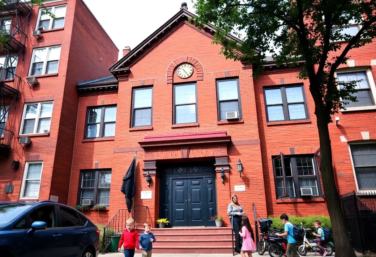Red brick school building located in Greenwich Village, New York City.