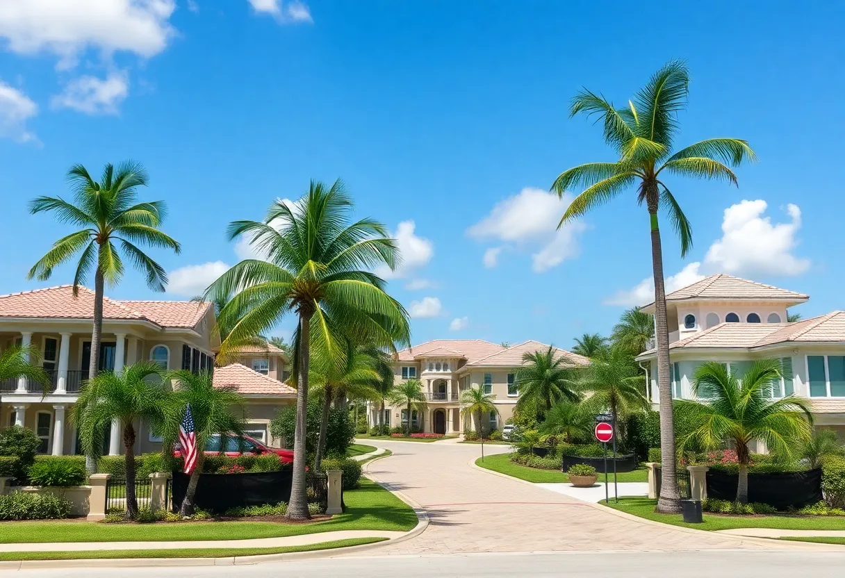 A collection of luxury homes surrounded by palm trees in South Florida