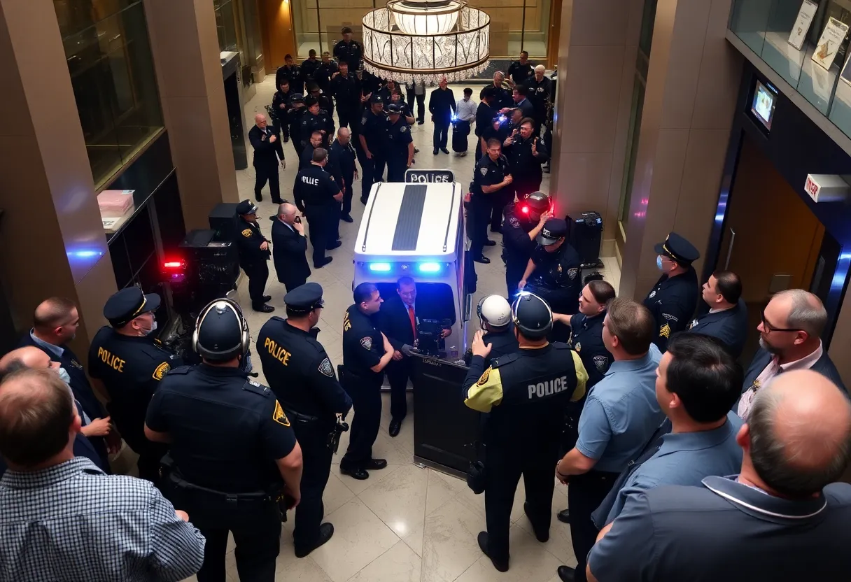 Police responding to a shooting incident in a Manhattan office lobby