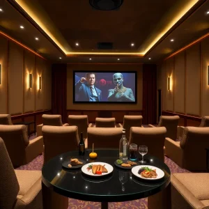 Interior of Metro Private Cinema showing an elegant screening room