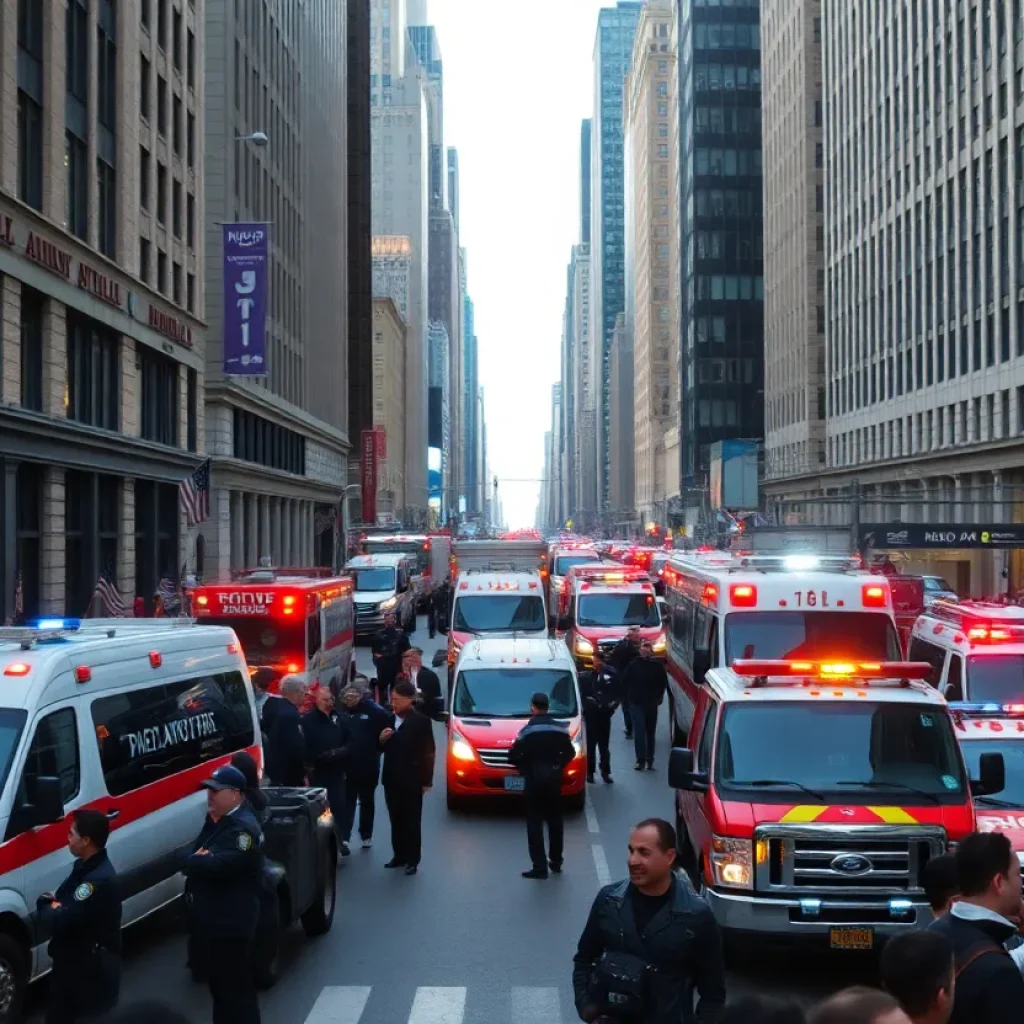 Emergency response at a shooting scene in Midtown Manhattan.
