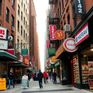 Street scene with minority-owned businesses in New York City