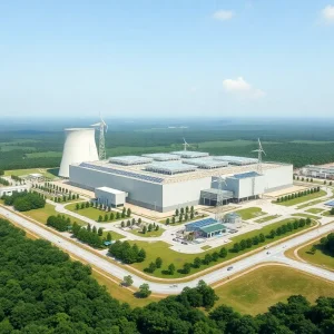 Conceptual image of a nuclear power plant