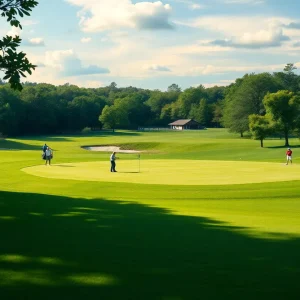 Golfers competing at the Monroe Invitational Golf Tournament