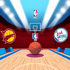 Illustration representing NBA trade talks and player movements.