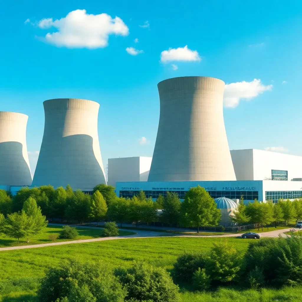 Conceptual illustration of a modern nuclear power plant
