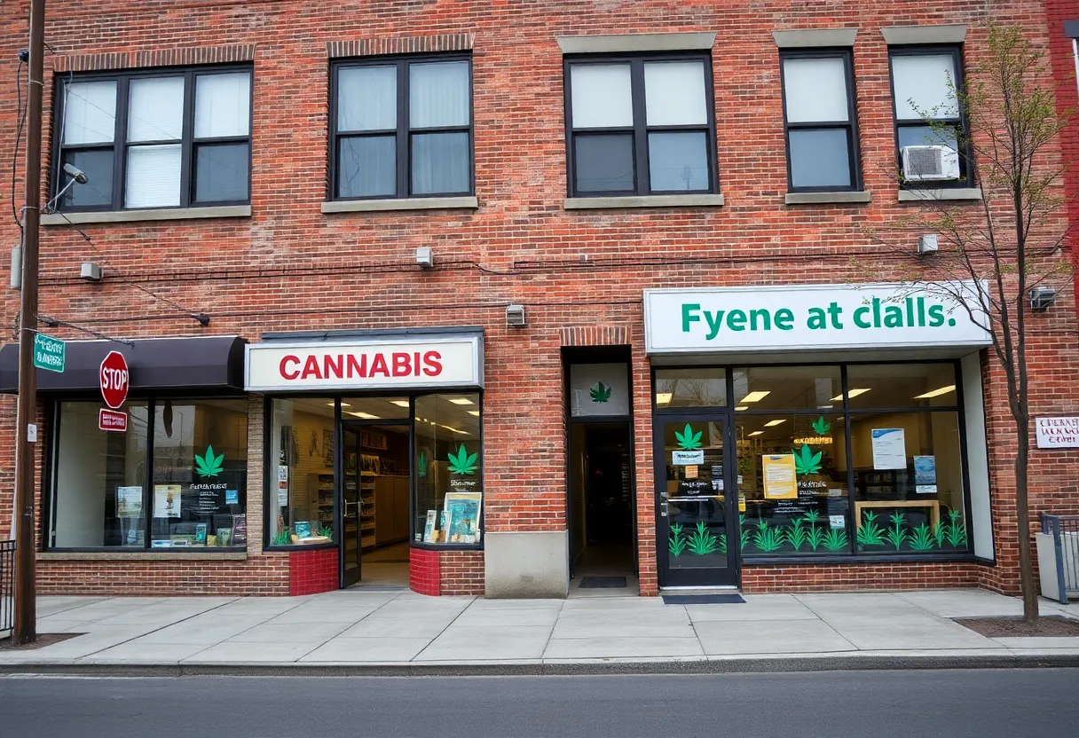 Cannabis retail shops near a school highlighting relocation issues