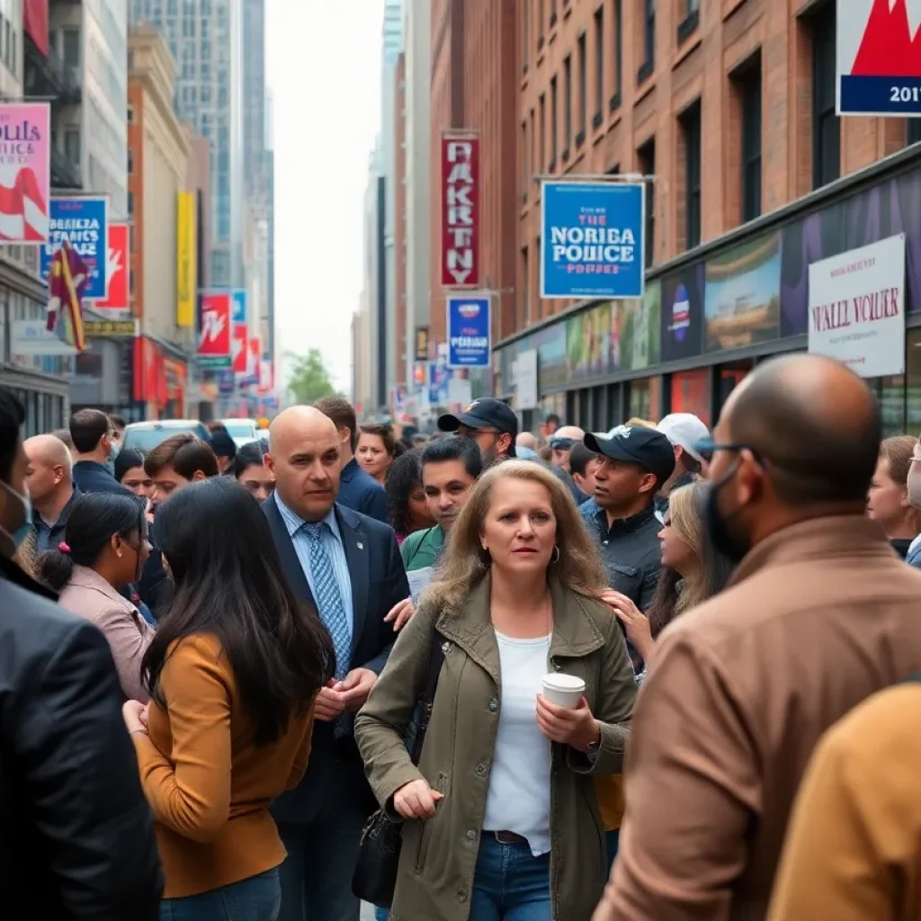 People in New York City discussing the mayoral race