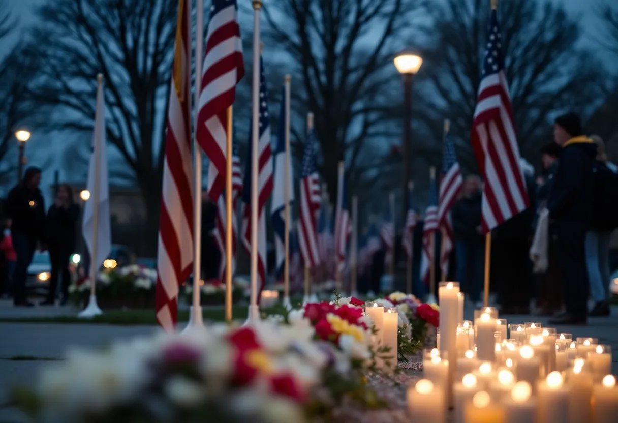 Memorial candles in New York City for shooting victims