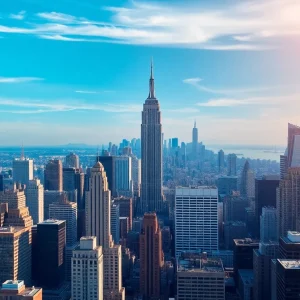 Skyline of New York City showing financial growth and recovery themes