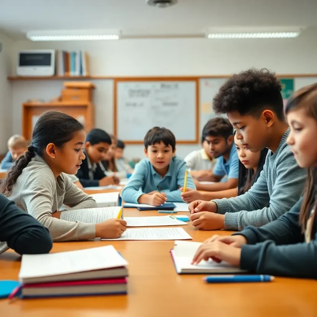 Students in a classroom benefiting from new education funding