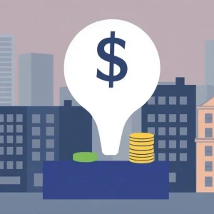 Illustration depicting New York's financial challenges and budget cuts