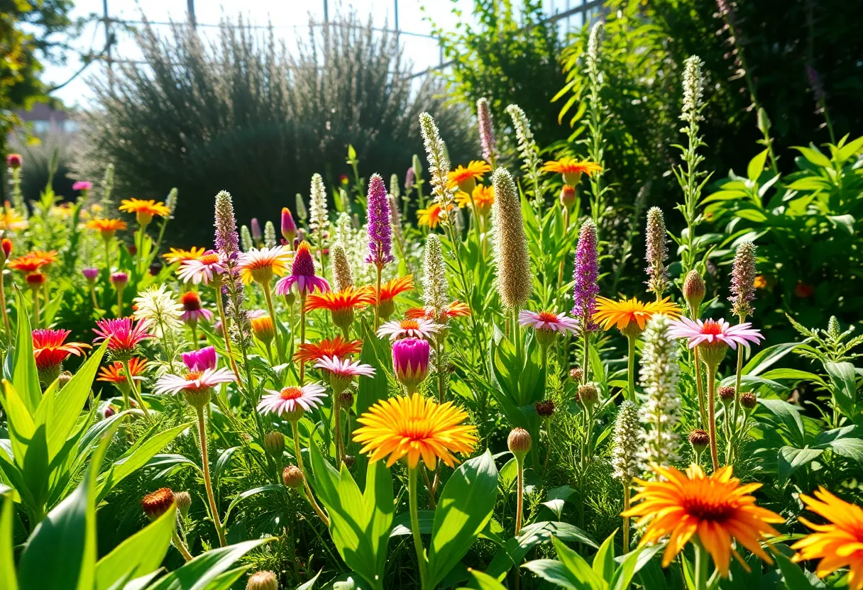A diverse assortment of native plants flourishing in a New York garden.