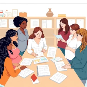 Diverse employees discussing paid prenatal leave policies