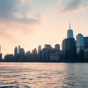 A skyline view of New York City representing economic support