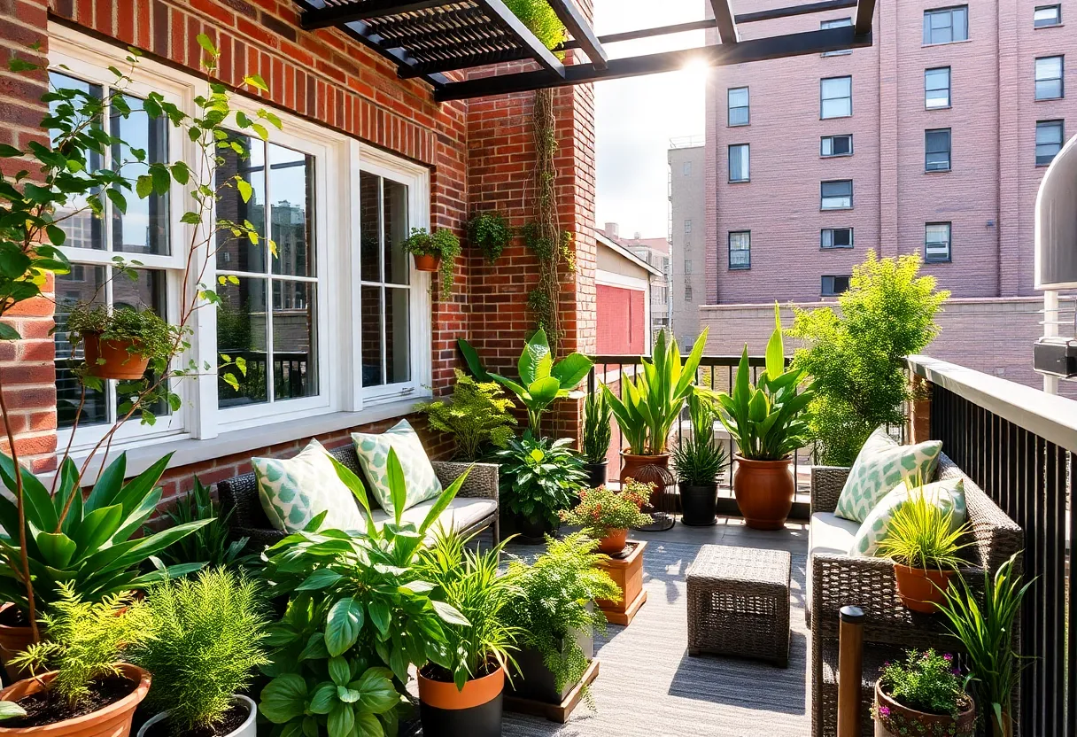 Transformed balcony garden in New York City