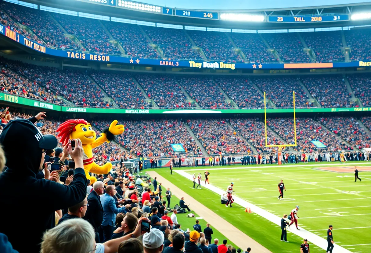Football fans enjoying the NFL preseason game in Canton, Ohio.