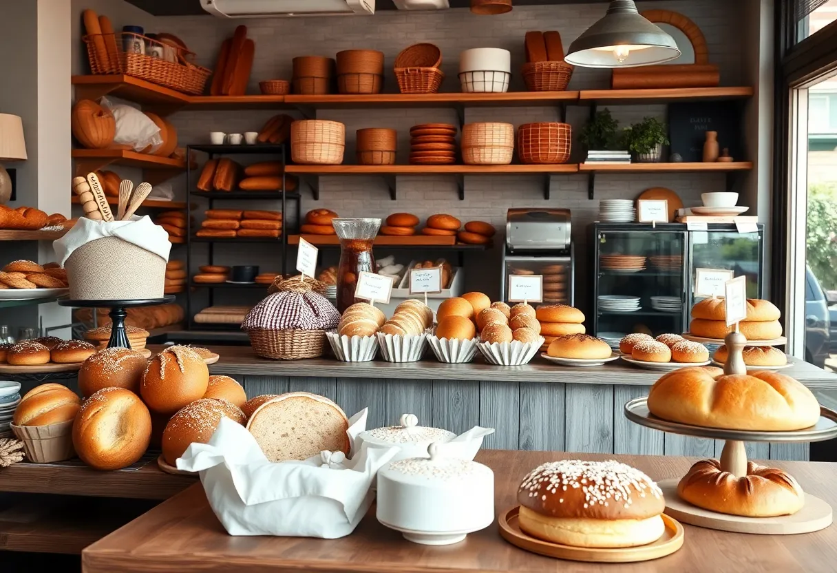 Display of assorted baked goods at No Name Bakery