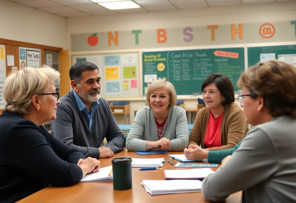Residents discussing Norfolk school closures at a community meeting