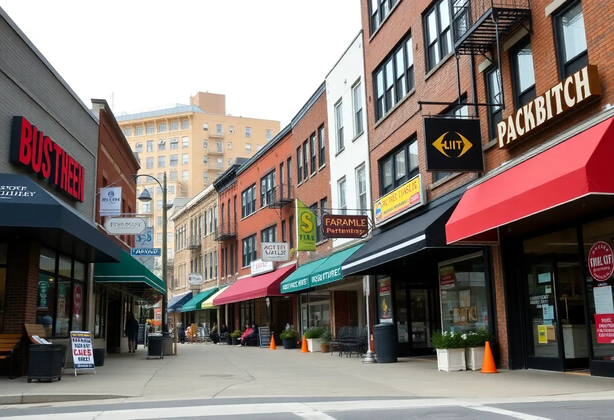 Northeast cityscape with businesses facing challenges from tariffs
