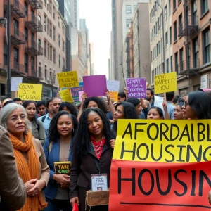 Crowd at a campaign rally in New York City