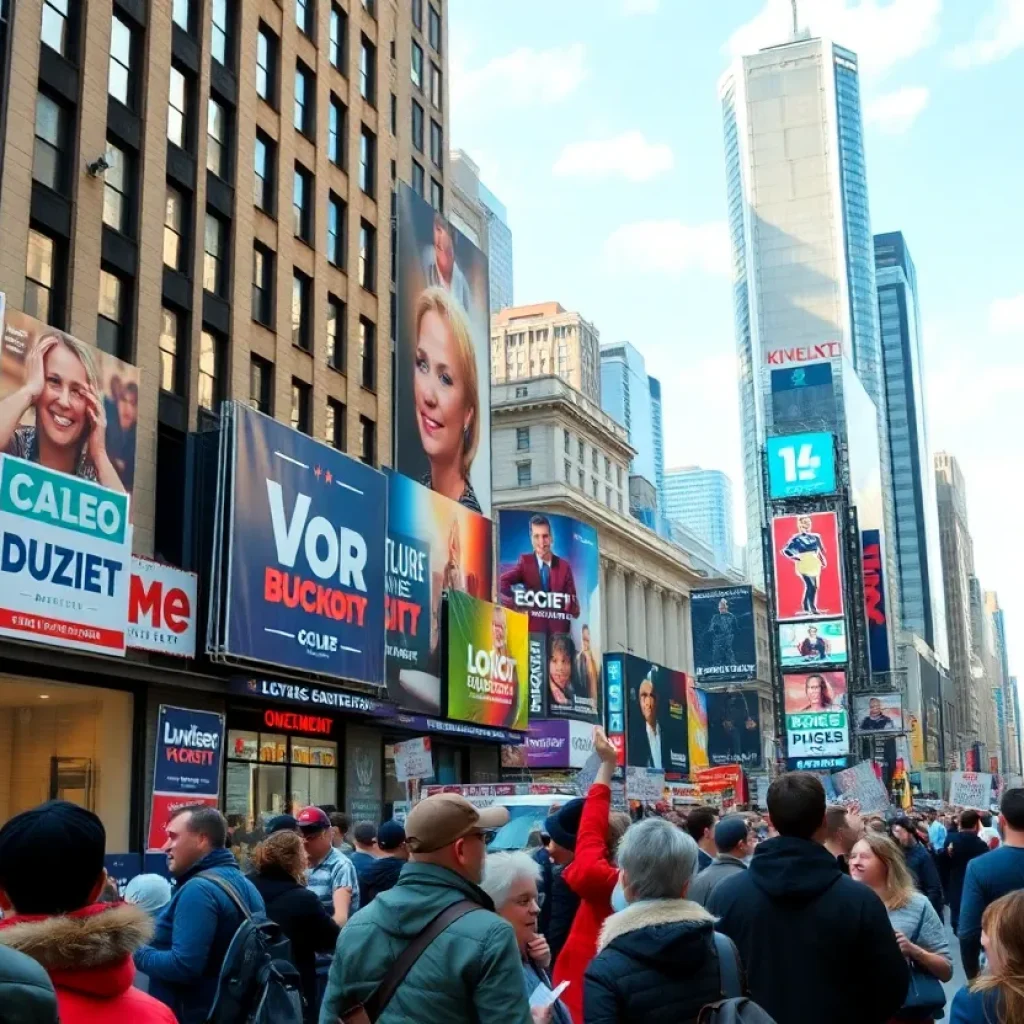 Campaign scene in New York City during mayoral election
