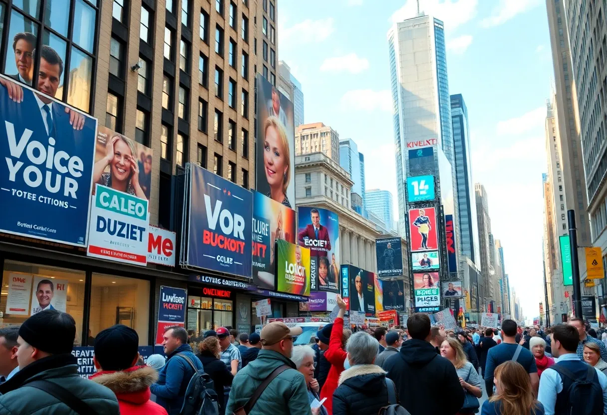 Campaign scene in New York City during mayoral election