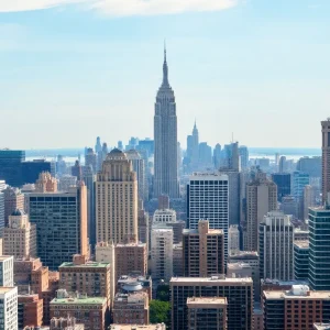 New York City skyline with a mix of office and residential buildings