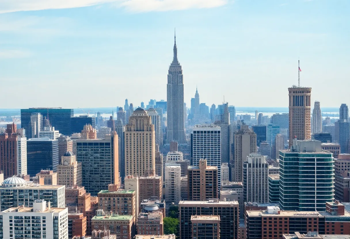 New York City skyline with a mix of office and residential buildings