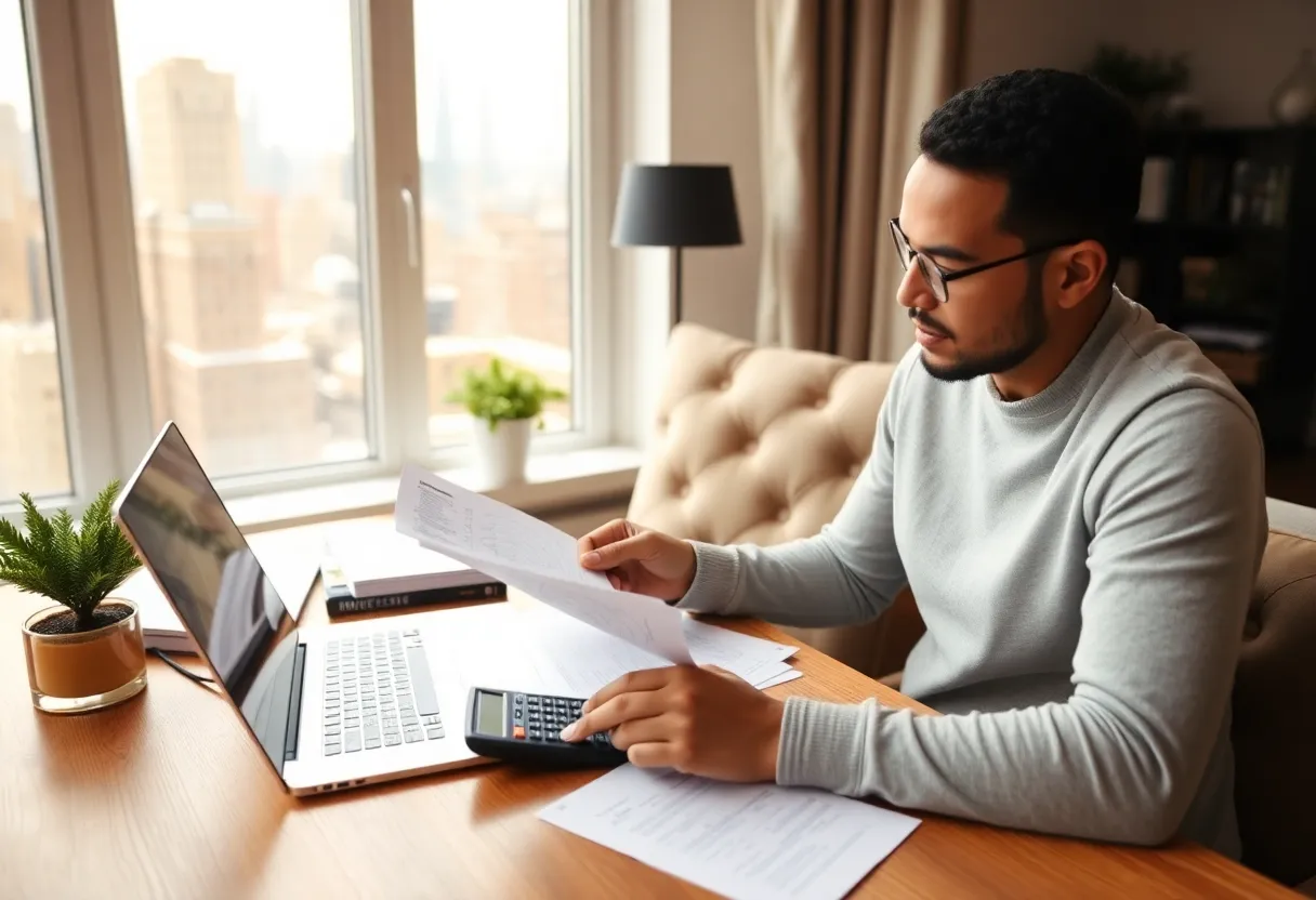 First-time homebuyer preparing financial documents in New York, NY