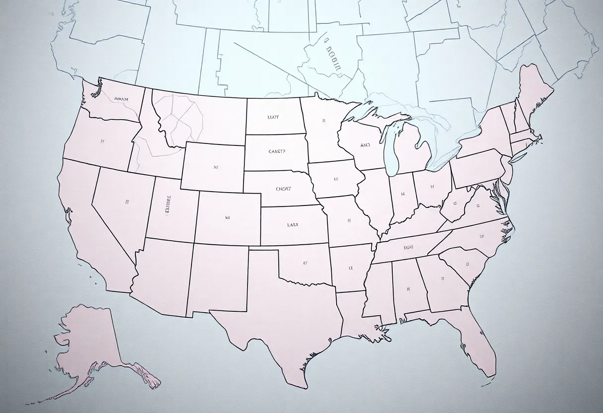 Abstract representation of congressional redistricting and electoral maps