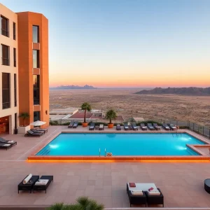 Exterior view of The REMI Scottsdale luxury hotel with rooftop pool