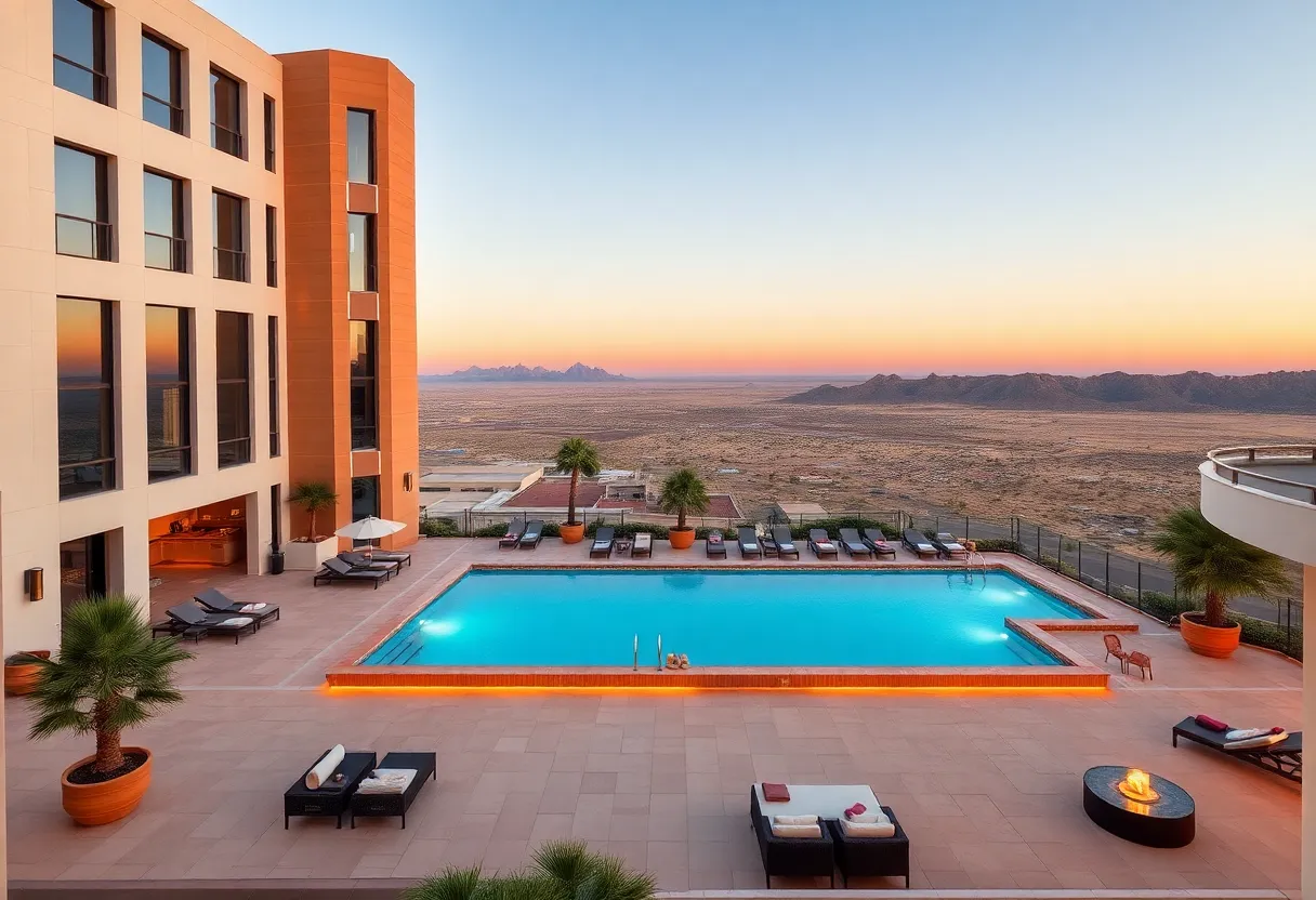Exterior view of The REMI Scottsdale luxury hotel with rooftop pool
