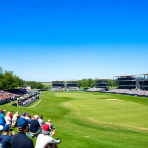 Scenic view of Bethpage Black Course preparing for Ryder Cup