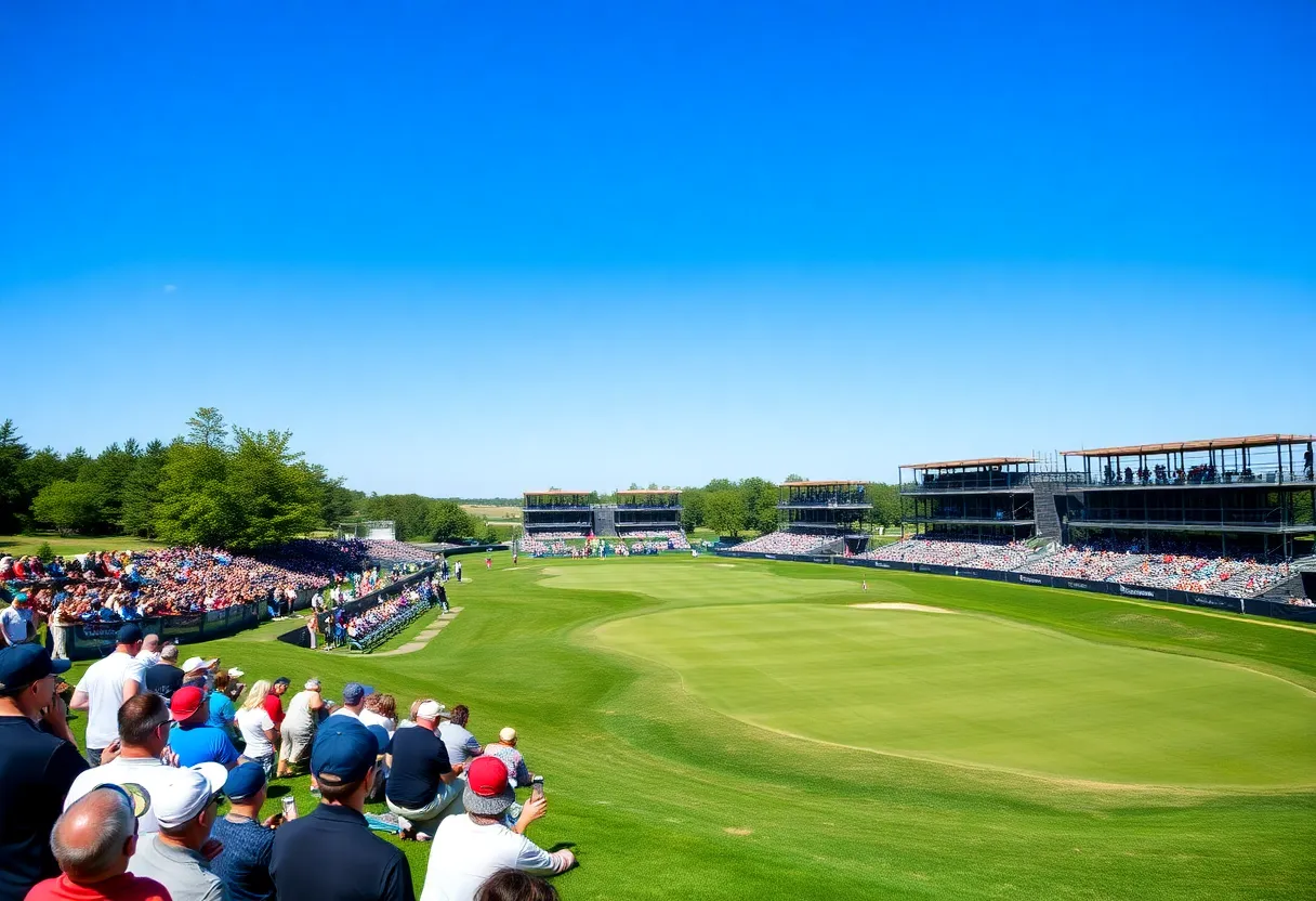 Scenic view of Bethpage Black Course preparing for Ryder Cup